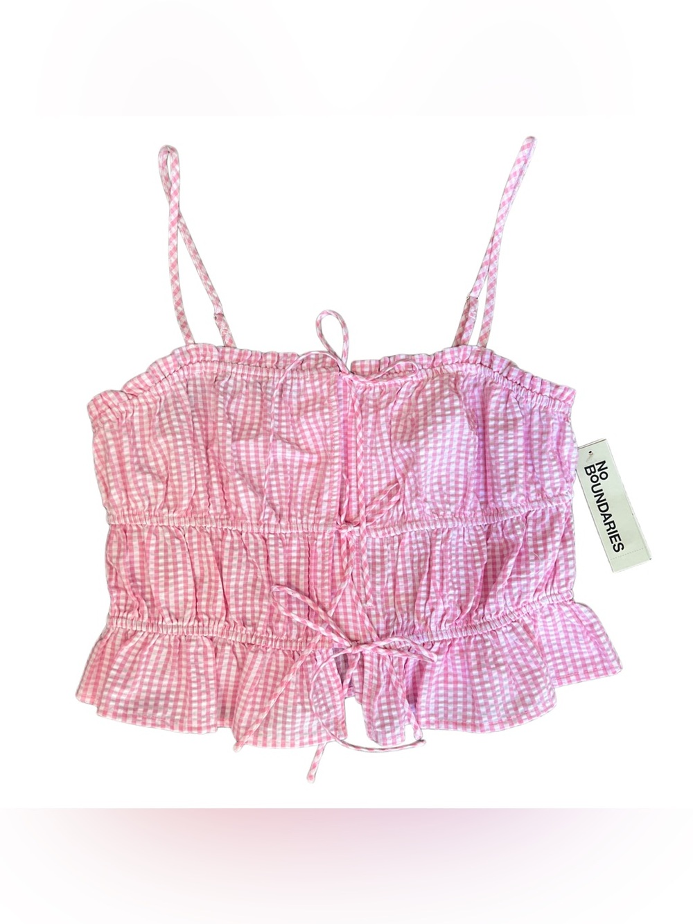 NWT Pink Gingham No Boundaries Tank Top